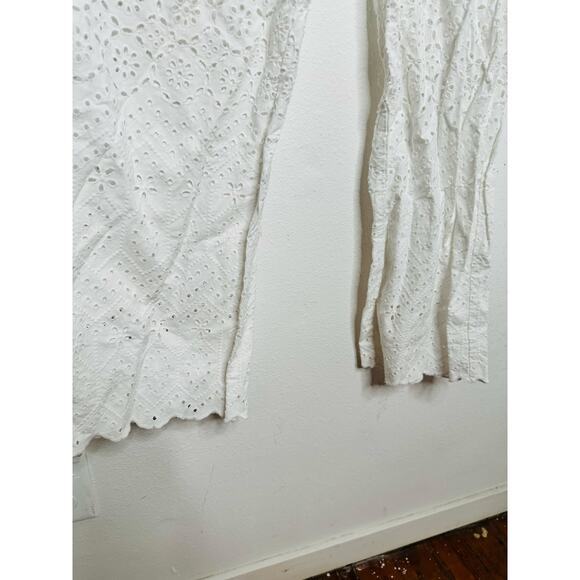 VERONICA BEARD White 100% Cotton Lace Eyelet Scalloped Cuff Riggs Pants Size 8 - Picture 5 of 14